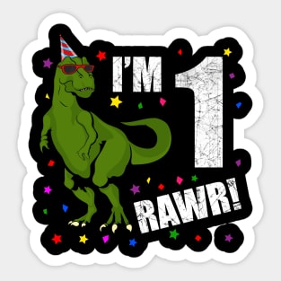 Bday Kids 1 Year Old Dinosaur Birthday Sticker